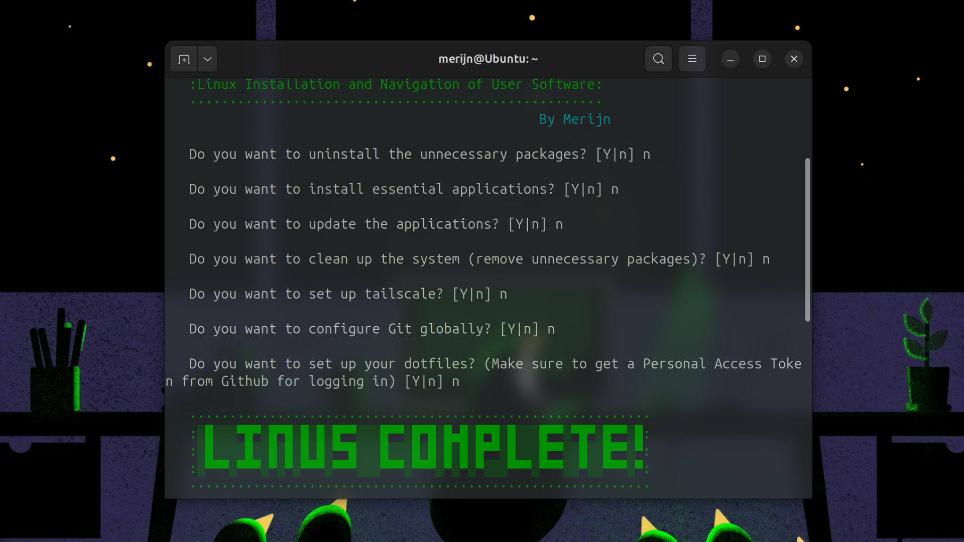 LINUS End Screenshot
